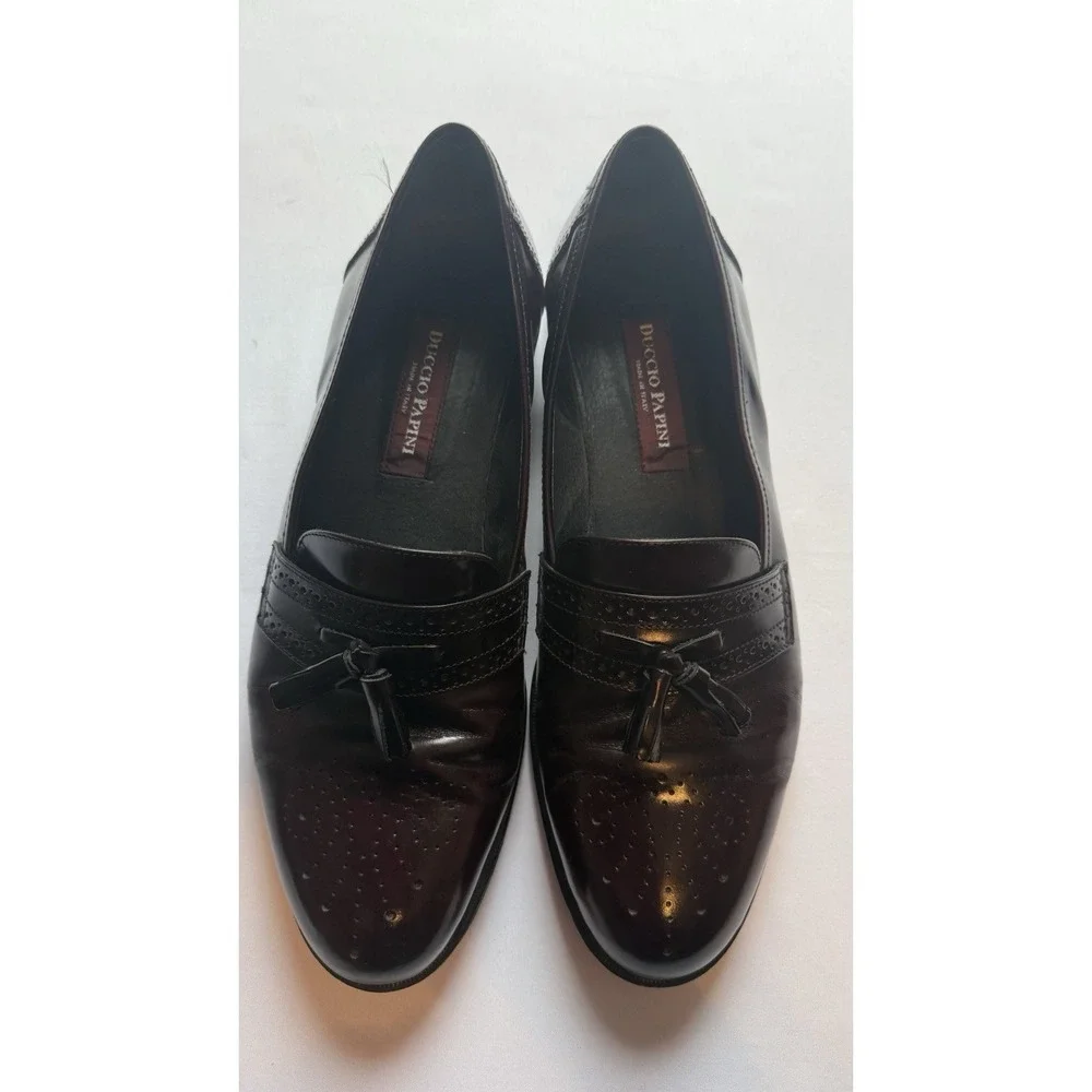 Men's Handmade‎ Burgundy #363 Genuine Leather GUC Sz 10 Slip On Dress Shoe
